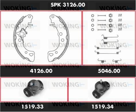 Woking SPK 3126.00 - Комплект гальм, барабанний механізм autozip.com.ua