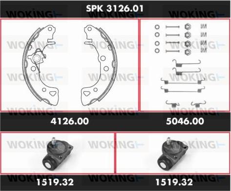 Woking SPK 3126.01 - Комплект гальм, барабанний механізм autozip.com.ua