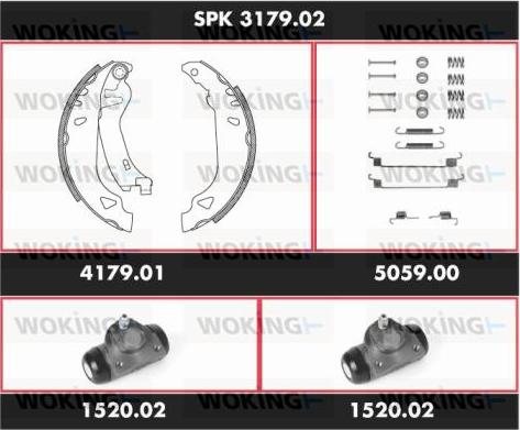 Woking SPK 3179.02 - Комплект гальм, барабанний механізм autozip.com.ua