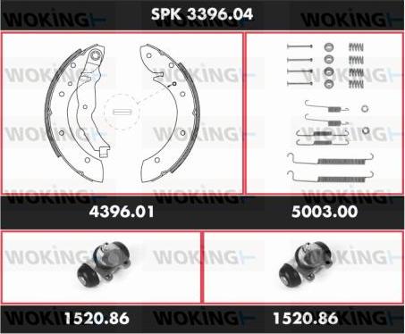 Woking SPK 3396.04 - Комплект гальм, барабанний механізм autozip.com.ua