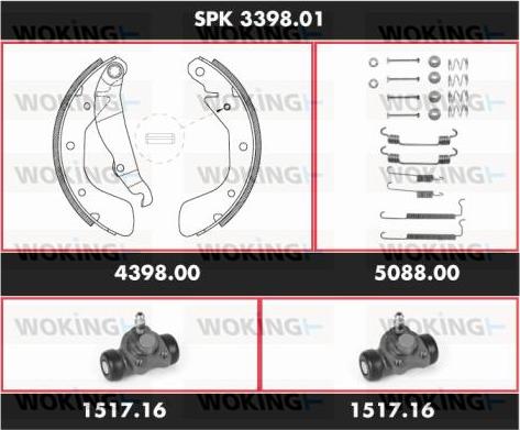 Woking SPK 3398.01 - Комплект гальм, барабанний механізм autozip.com.ua