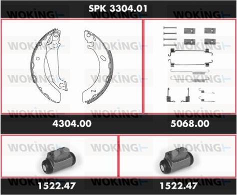 Woking SPK 3304.01 - Комплект гальм, барабанний механізм autozip.com.ua