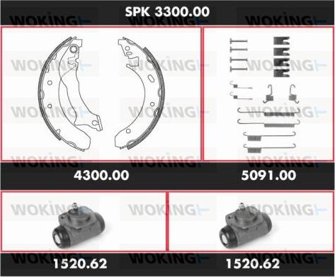 Woking SPK 3300.00 - Комплект гальм, барабанний механізм autozip.com.ua