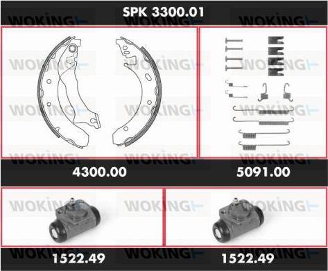 Woking SPK 3300.01 - Комплект гальм, барабанний механізм autozip.com.ua