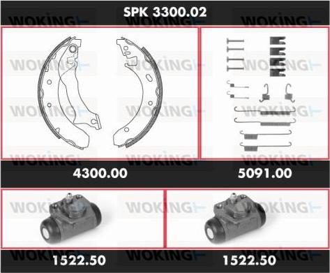 Woking SPK 3300.02 - Комплект гальм, барабанний механізм autozip.com.ua