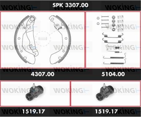 Woking SPK 3307.00 - Комплект гальм, барабанний механізм autozip.com.ua