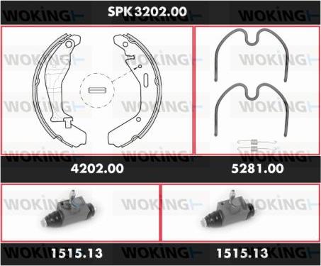 Woking SPK 3202.00 - Комплект гальм, барабанний механізм autozip.com.ua