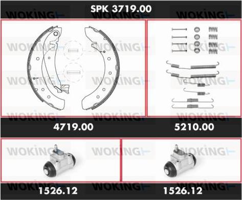 Woking SPK 3719.00 - Комплект гальм, барабанний механізм autozip.com.ua