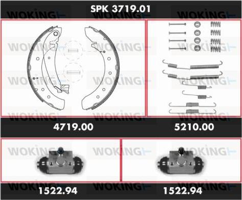 Woking SPK 3719.01 - Комплект гальм, барабанний механізм autozip.com.ua