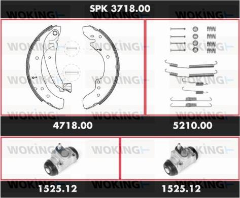 Woking SPK 3718.00 - Комплект гальм, барабанний механізм autozip.com.ua