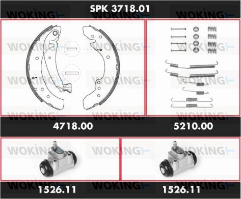 Woking SPK 3718.01 - Комплект гальм, барабанний механізм autozip.com.ua