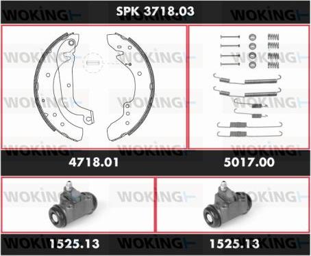Woking SPK 3718.03 - Комплект гальм, барабанний механізм autozip.com.ua