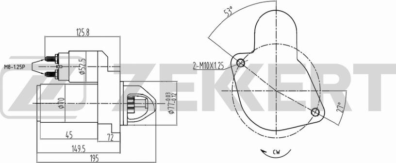 Zekkert AN-1008 - Стартер autozip.com.ua