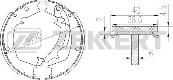 Zekkert BK-4451 - Комплект гальм, барабанний механізм autozip.com.ua