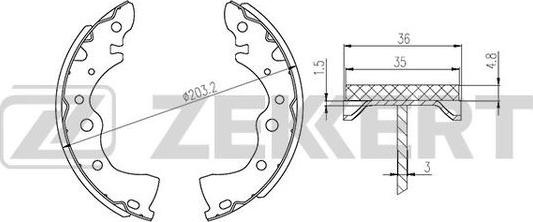 Zekkert BK-4458 - Комплект гальм, барабанний механізм autozip.com.ua