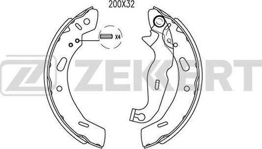 Zekkert BK-4095 - Комплект гальм, барабанний механізм autozip.com.ua