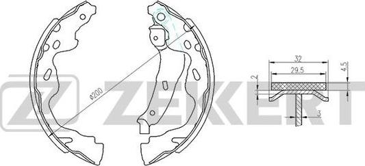 Zekkert BK-4098 - Комплект гальм, барабанний механізм autozip.com.ua