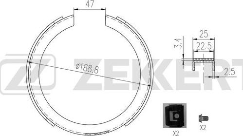 Zekkert BK-4015 - Комплект гальм, барабанний механізм autozip.com.ua