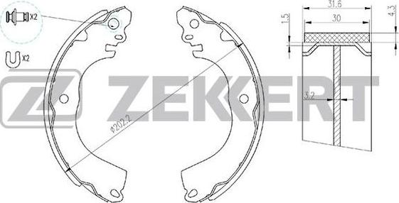 Zekkert BK-4144 - Комплект гальм, барабанний механізм autozip.com.ua