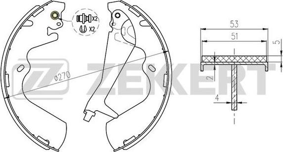 Zekkert BK-4158 - Комплект гальм, барабанний механізм autozip.com.ua