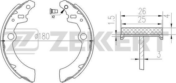 Zekkert BK-4152 - Комплект гальм, барабанний механізм autozip.com.ua