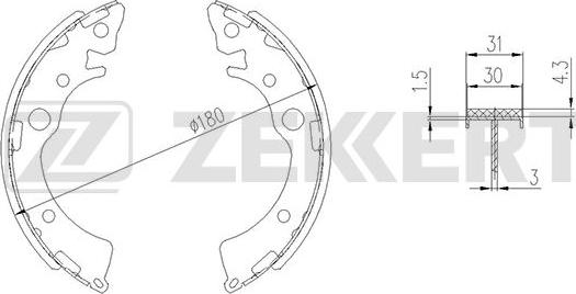 Zekkert BK-4161 - Комплект гальм, барабанний механізм autozip.com.ua