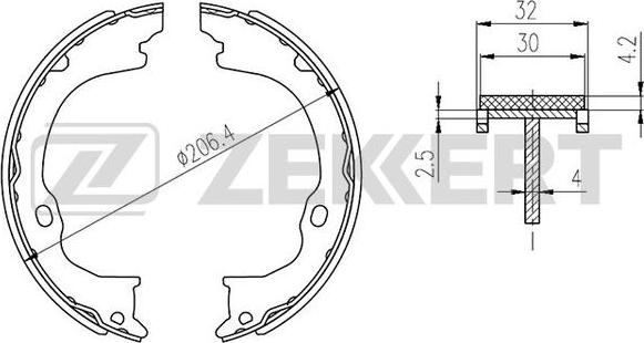 Zekkert BK-4162 - Комплект гальм, барабанний механізм autozip.com.ua