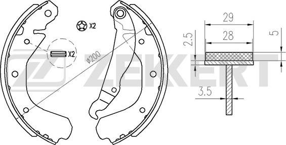 Zekkert BK-4130 - Комплект гальм, барабанний механізм autozip.com.ua