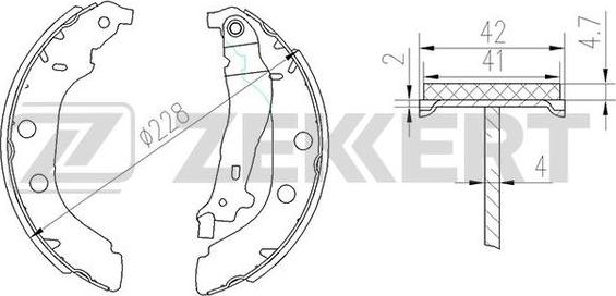 Zekkert BK-4138 - Комплект гальм, барабанний механізм autozip.com.ua