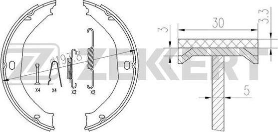 Zekkert BK-4124 - Комплект гальм, барабанний механізм autozip.com.ua