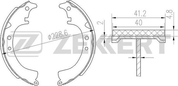 Zekkert BK-4122 - Комплект гальм, барабанний механізм autozip.com.ua