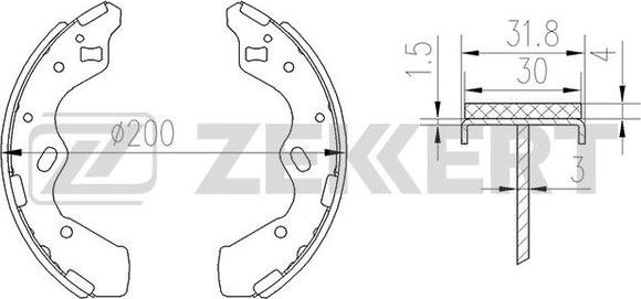 Zekkert BK-4172 - Комплект гальм, барабанний механізм autozip.com.ua