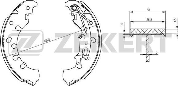 Zekkert BK-4302 - Комплект гальм, барабанний механізм autozip.com.ua