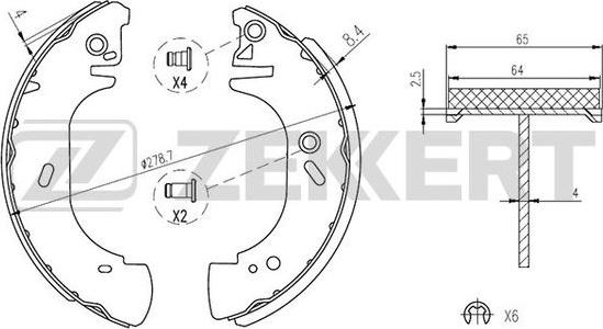 Zekkert BK-4291 - Комплект гальм, барабанний механізм autozip.com.ua