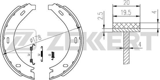 Zekkert BK-4297 - Комплект гальм, барабанний механізм autozip.com.ua