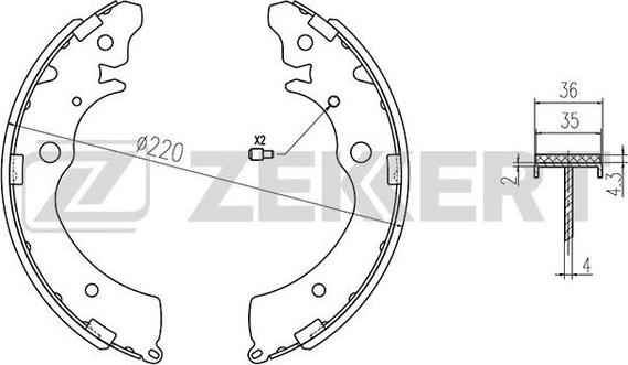 Zekkert BK-4207 - Комплект гальм, барабанний механізм autozip.com.ua