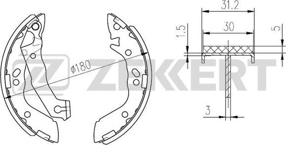 Zekkert BK-4217 - Комплект гальм, барабанний механізм autozip.com.ua