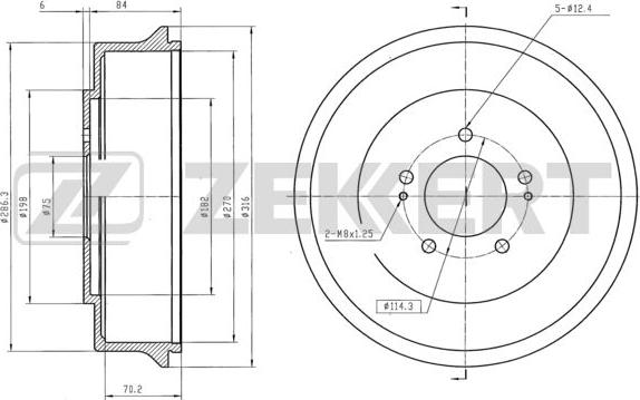 Zekkert BS-5992 - Гальмівний барабан autozip.com.ua