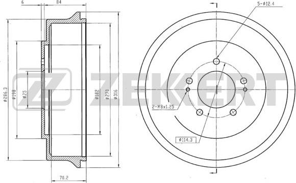 Zekkert BS-5985 - Гальмівний барабан autozip.com.ua