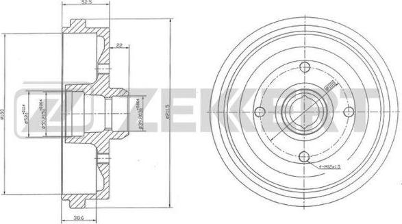 Zekkert BS-5416 - Гальмівний барабан autozip.com.ua