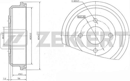 Zekkert BS-5548 - Гальмівний барабан autozip.com.ua