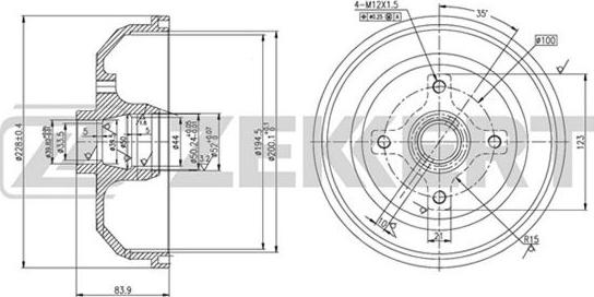 Zekkert BS-5565 - Гальмівний барабан autozip.com.ua