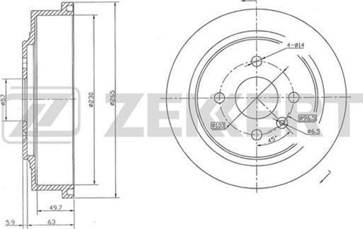 Zekkert BS-5529 - Гальмівний барабан autozip.com.ua