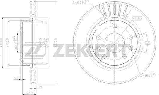 Zekkert BS-5621 - Гальмівний диск autozip.com.ua