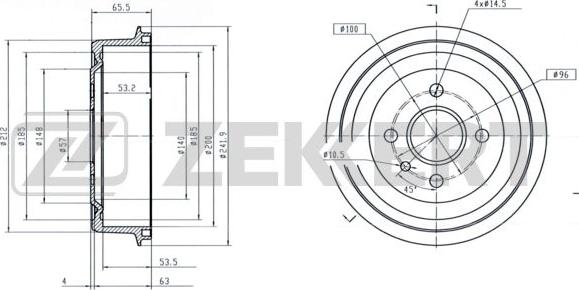 Zekkert BS-5053 - Гальмівний барабан autozip.com.ua