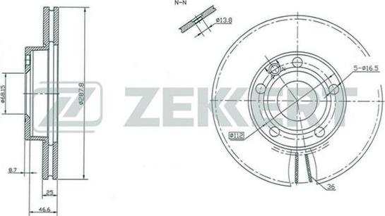 Zekkert BS-5198 - Гальмівний диск autozip.com.ua