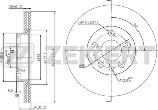 Quinton Hazell HP57665 - Гальмівний диск autozip.com.ua