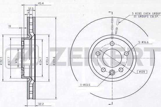 Zekkert BS-5885 - Гальмівний диск autozip.com.ua