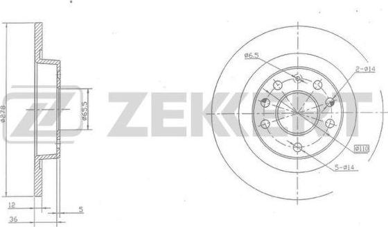 Zekkert BS-5382 - Гальмівний диск autozip.com.ua