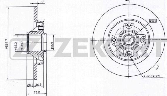 Zekkert BS-5237 - Гальмівний диск autozip.com.ua